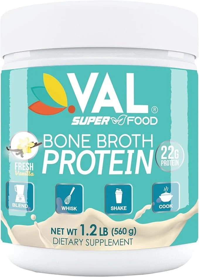 VAL Chicken Bone Broth Powder Protein, 22g Protein, 12g Collagen, 8g Inulin, Pea Protein & MCT Oil, Supports Healthy Skin,...