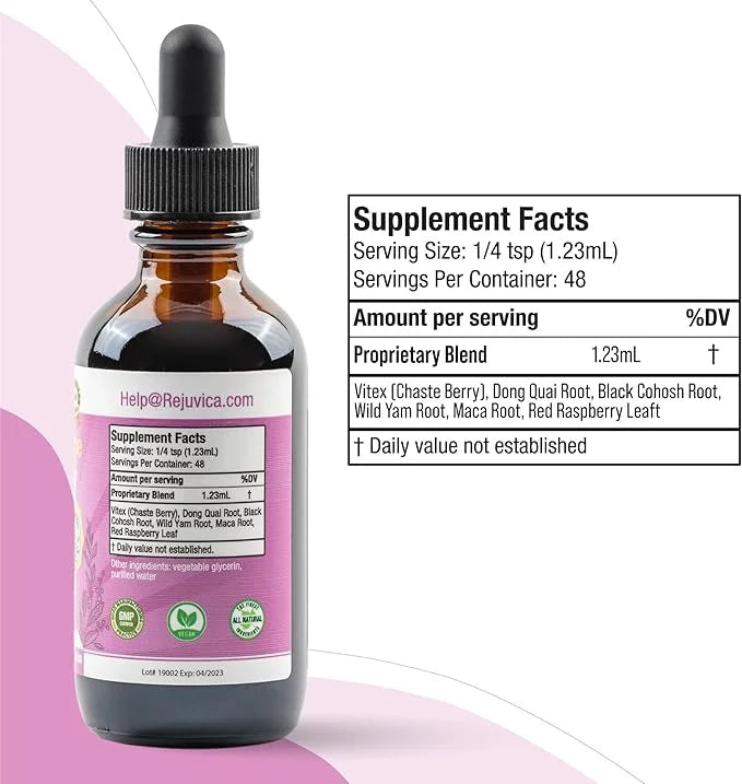 Balanced Femme Natural PMS and Menopause Support for Hot Flashes with Black Cohosh - All-Herbal Liquid Blend - Product Image