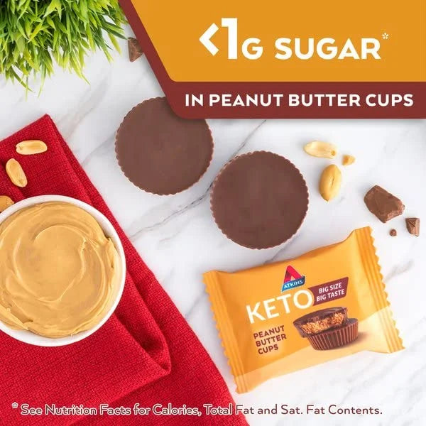 Atkins Keto Peanut Butter Cups, Naturally Flavored, Zero Grams Added Sugar, Gluten Free, 20 Count - Product Image