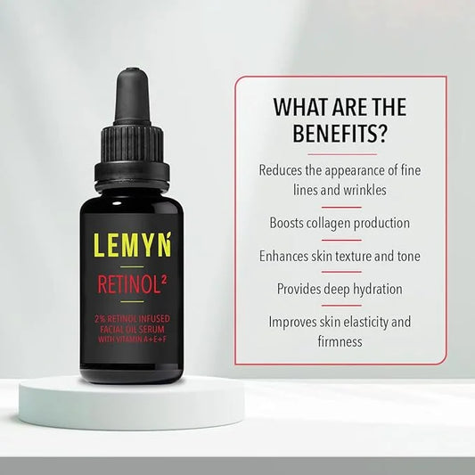 Retinol2 Facial Oil Serum with 2% Advanced Gentle Retinol, Vitamin A+E+F – Freshly Made Anti-Aging, Hydrating, and Firming...