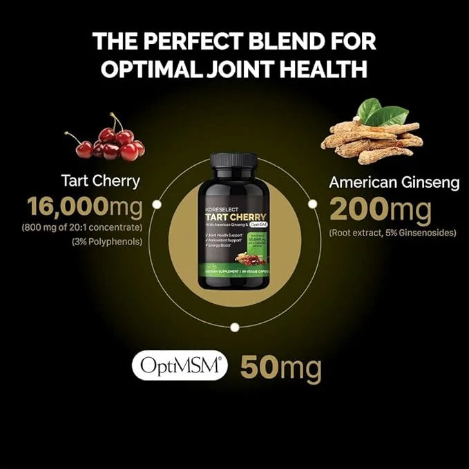 Tart Cherry Extract Capsules 16,000mg, MSM 60 Vegan