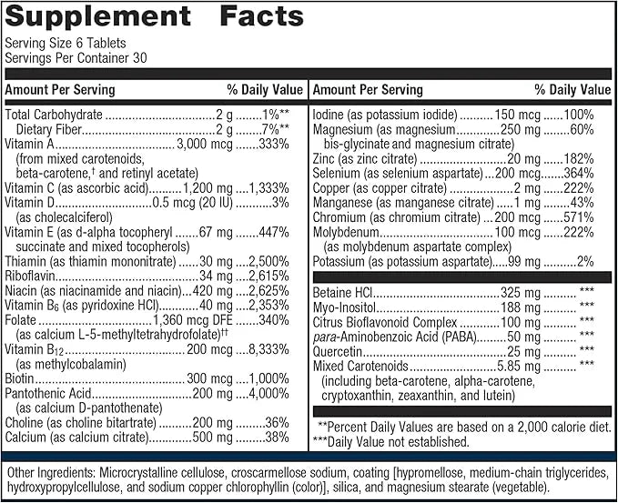 Metagenics Multigenics without Iron 180 Tablets