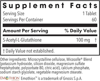 Allergy Research Group Acetyl-Glutathione - S-Acetyl-L-Glutathione, Well Absorbed, Oral Glutathione, Immune Support, 100 m...
