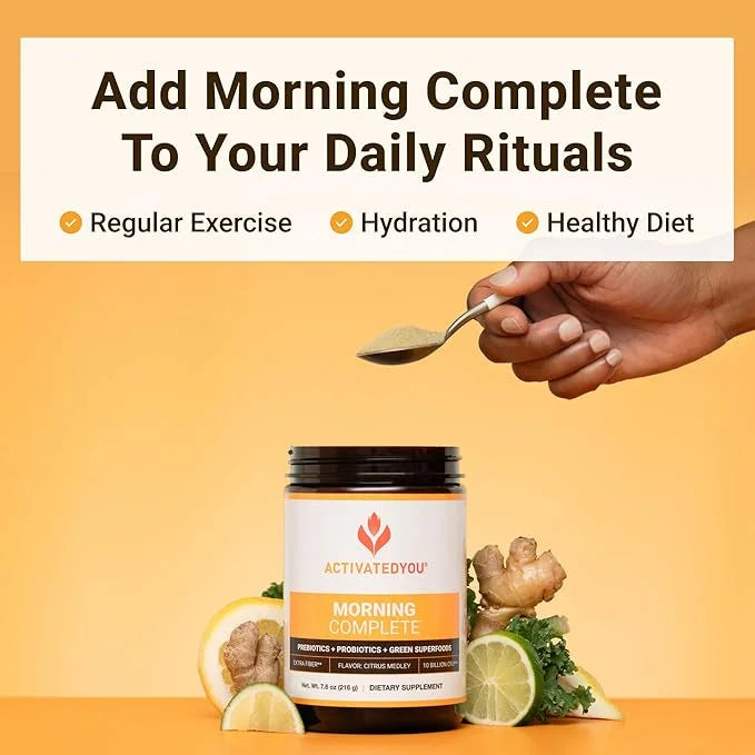 ACTIVATEDYOU Morning Complete Daily Wellness Greens Superfood Drink Mix for Gut Health w/Prebiotics, Probiotics, Antioxida...