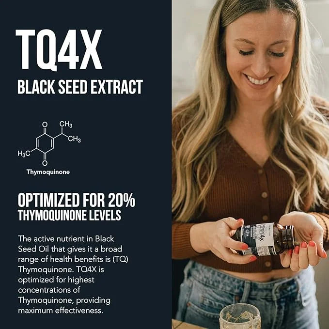 20% Thymoquinone Black Seed Oil Extract Capsules - TQ-Advanced 4X®: Highest Thymoquinone Concentration Available - 60:1 Co...