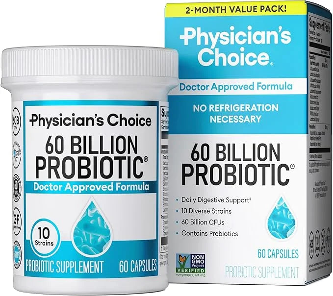 Physician's CHOICE Probiotics 60 Billion CFU - 10 Strains + Organic Prebiotics - Immune, Digestive & Gut Health - Supports...