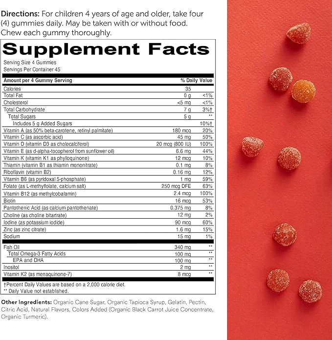 SmartyPants Kids Multivitamin Gummies and Probiotic 3 Fish D3, C, B12, B6, B6, Digestive (30 Day