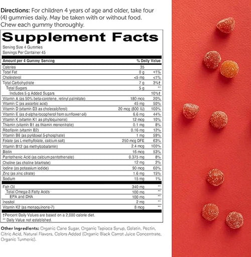 SmartyPants Kids Multivitamin Gummies and Probiotic 3 Fish D3, C, B12, B6, B6, Digestive (30 Day