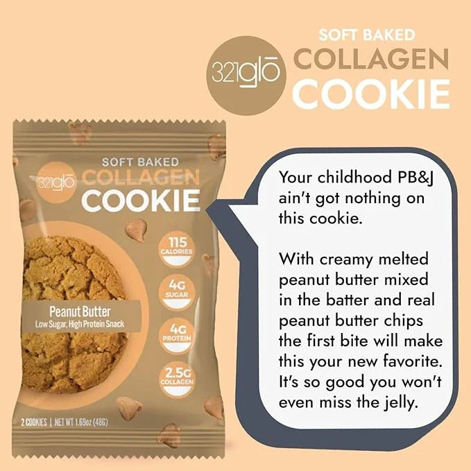 321glo Collagen Cookies | Soft Baked, High Protein Cookies | Low Carb, Low Sugar | Keto Snack for Women, Men, & Kids | 12 ...
