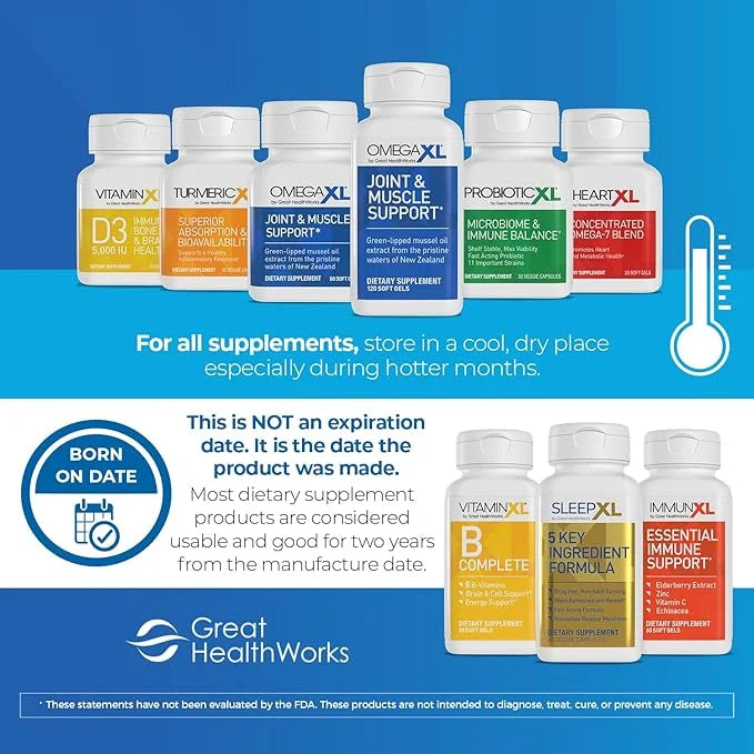 OmegaXL Joint Support Supplement 60 Softgels D3 High 5000 IU 125mcg Immune (30 Softgels) 2 Pack