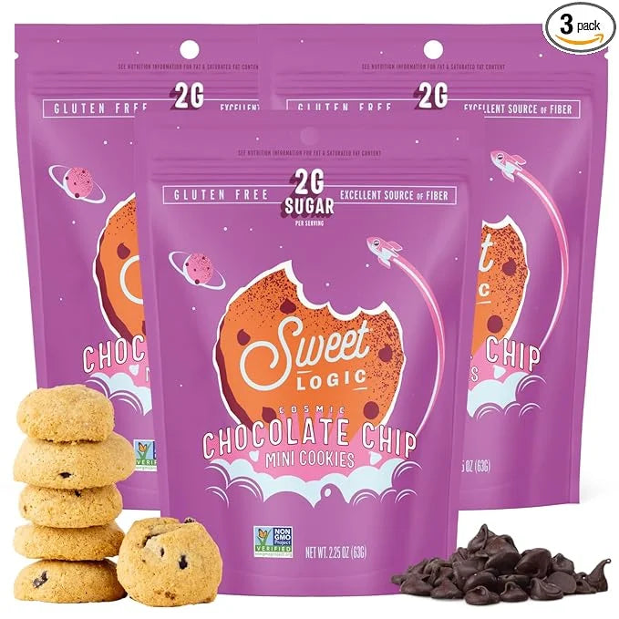 Sweet Logic Mini Cookies - Chocolate Chip Cookies - Nut Free - Gluten Free Snacks - Keto - High Fiber - Non-GMO - Low Suga...