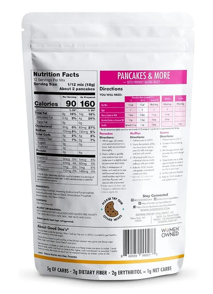 Good Dee’s Pancake, Waffle & Scone Mix - Low Carb Keto Baking Mix (1g Net Carbs, 20 Pancakes) | Sugar-Free, Gluten-Free, G...
