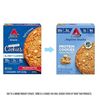 Atkins Soft Baked Energy Bars, Blueberry, 15g Protein,2g Sugar, Excellent Source & Peanut Butter Protein Cookie, Protein D...