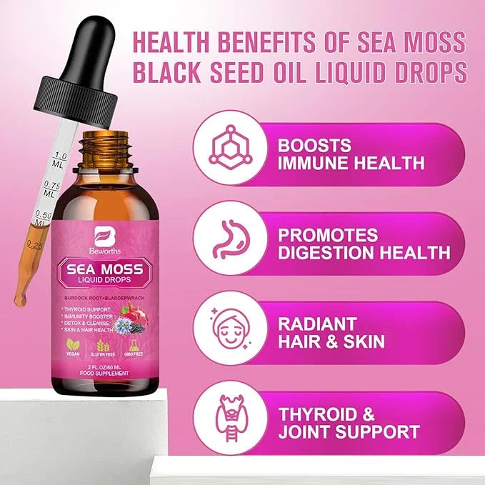 3000mg Sea Moss Liquid Drops D3, 6X 6X Stronger