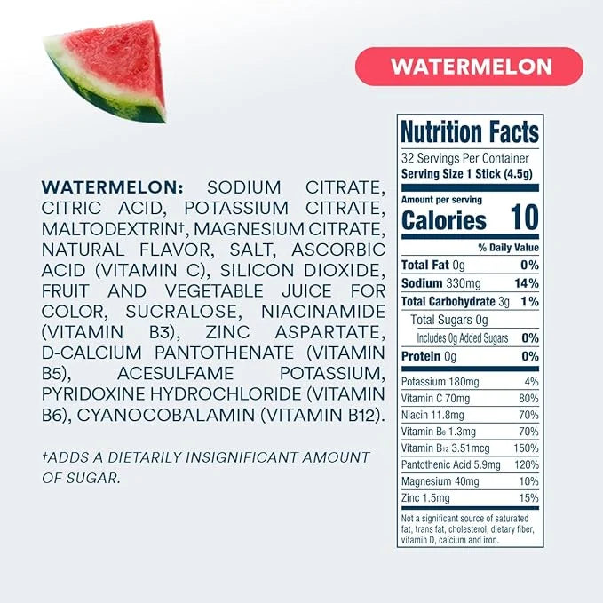 DripDrop Hydration - Zero Sugar Watermelon - Electrolyte Drink Mix Single Serve Powder Packets | Non-GMO, Gluten Free, Veg...
