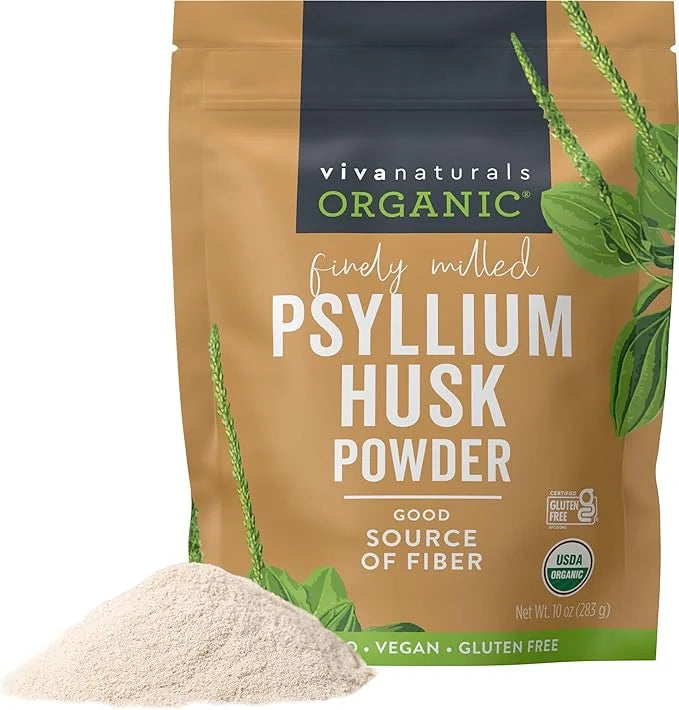 Viva Naturals Organic Psyllium Husk Powder, 10 oz - Finely Ground, Unflavored Plant Based Superfood - Good Source of Fiber...