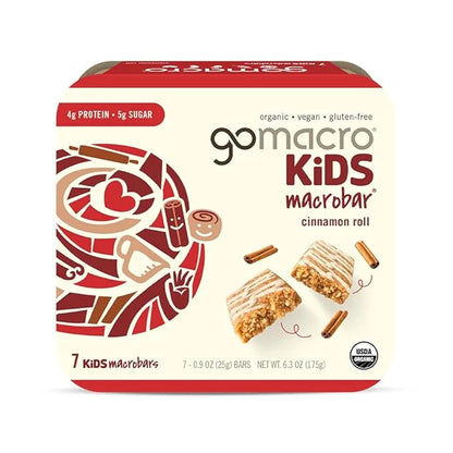 GoMacro Kids MacroBar Organic Vegan Snack Bars - Cinnamon Roll (0.90 Ounce Bars, 7 Count) - Product Image
