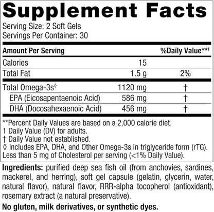 Nordic Naturals Ultimate Omega 2X Mini, 60 Mini 1120 mg Omega-3 - Omega-3 Fish 30 Servings