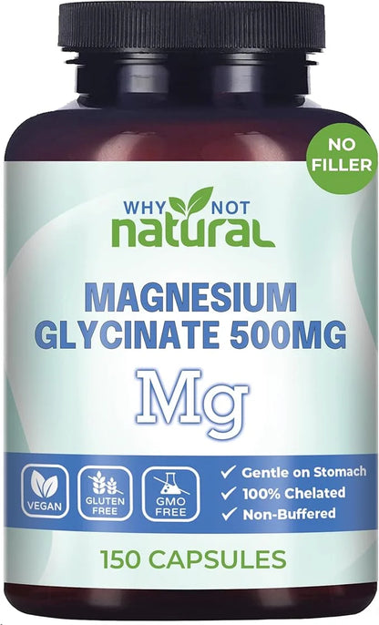 Magnesium Glycinate 500 mg Capsules Supplement 100% Pure,