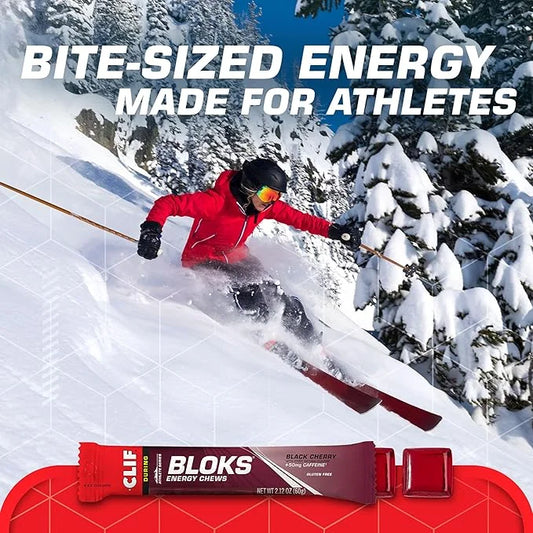 CLIF BLOKS - Black Cherry Flavor with Caffeine - Energy Chews - Non-GMO - Plant Based - Fast Fuel for Cycling and Running ...