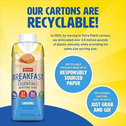 Carnation Breakfast Essentials Original Nutritional Drink, New Caramel Flavor, Ready-to-Drink, 10g Protein, Vitamins D & C...