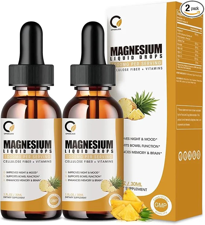 (2 Pack) ORGEUOS Magnesium Glycinate Supplement 1000mg High B6, D,