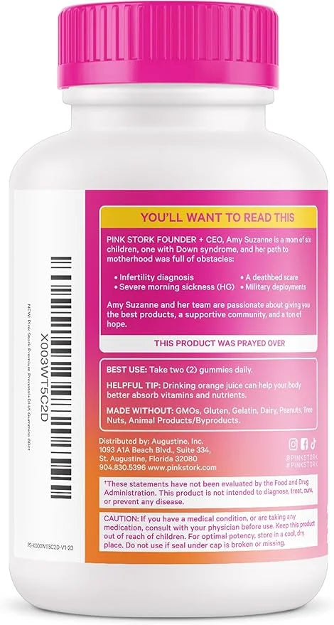 Pink Stork Premium Prenatal Gummy Vitamins 60 Vegan
