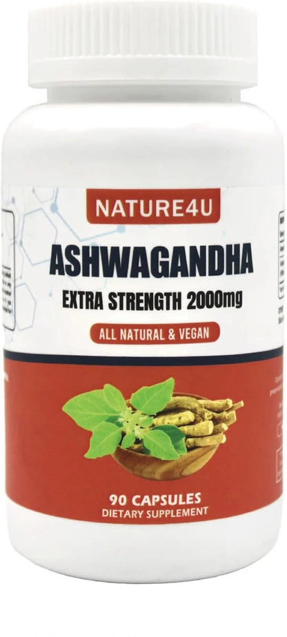 Ashwagandha Extra Strength, Ashwagandha Root Powder 2000mg, Natural 90 Vegan