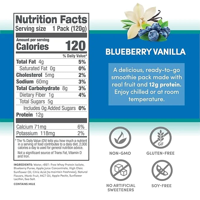 Designer Wellness Protein Smoothie, Real Fruit, 12g Protein, Low Carb, Zero Added Sugar, Gluten-Free, Non-GMO, No Artifici...