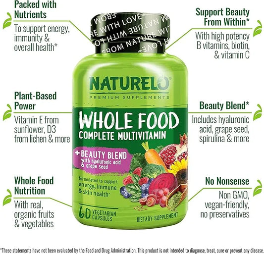 NATURELO Whole Food Multivitamin with Extra 60 Vegan