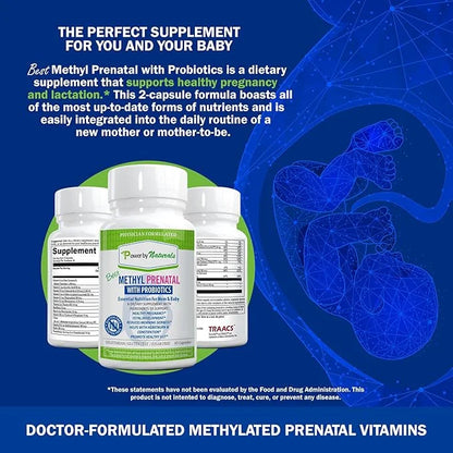 Power By Naturals Prenatal Probiotic Blend B12, Iron, 27+ Essential 60 Capsules