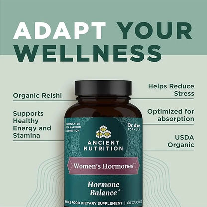 Ancient Nutrition Women's Hormones, Helps Reduce Stress, Supports Energy, Hormone Balance, Gluten Free, Paleo and Keto Fri...