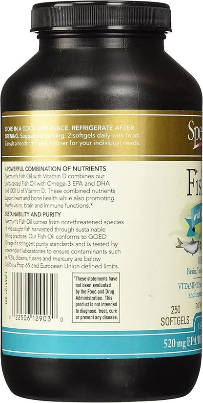 Spectrum Essentials Softgels, Fish Oil 1000 mg, 250 Count