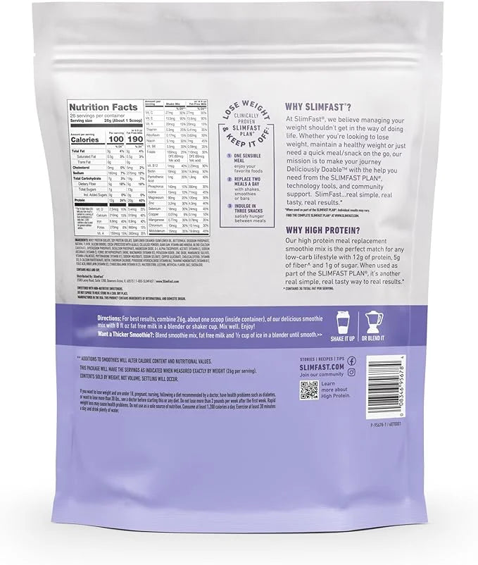 SlimFast High Protein Meal Replacement Powder, Advanced Nutrition Smoothie Mix with Vitamin and Mineral Blend, Gluten Free...