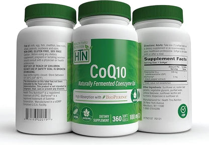 Health Thru Nutrition CoQ-10 100mg 360 Softgels Q10 | 3rd Party