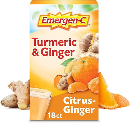 Emergen-C Citrus-Ginger Fizzy Drink Mix, Turmeric 18 Count