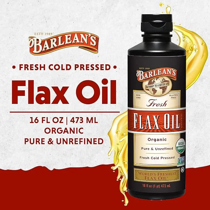 Barlean's Organic Flaxseed Oil Liquid from Cold Pressed Flax Seeds, 7,640mg ALA Omega 3 Fatty Acid Supplement for Joint an...