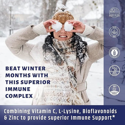 Vitamin C 1000mg Complex with L-Lysine 500mg, Zinc 12mg, Bioflavonoids 300mg. Doctor Support.(1)