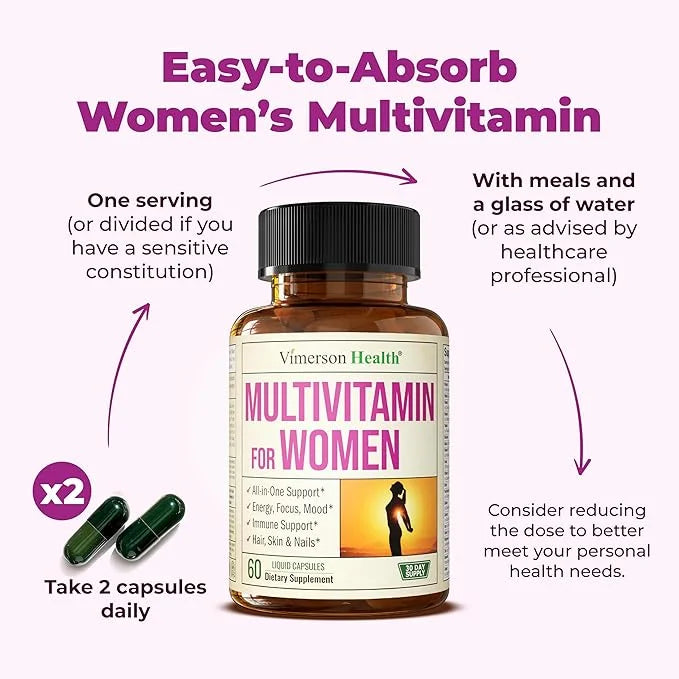 Multivitamin for Women - Daily Womens Multivitamin & Multimineral with Vitamin A, C, D, E, B12, Zinc, Iron. Vitamins for W...