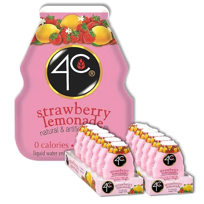 4C Sugar Free Liquid Water Enhancer, Premium Natural Flavors, 0 Calorie Drops (Strawberry Lemonade, 12 Pack) - Product Image