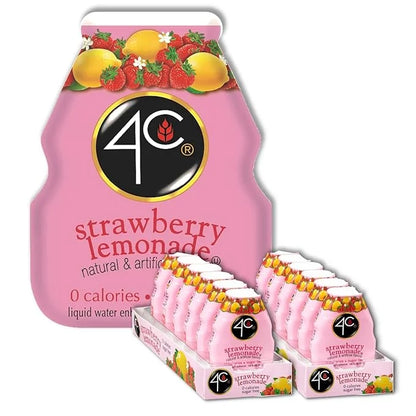 4C Sugar Free Liquid Water Enhancer, Premium Natural Flavors, 0 Calorie Drops (Strawberry Lemonade, 12 Pack) - Product Image