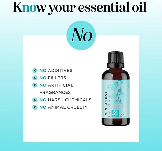 Peppermint Essential Oil for Diffuser Aromatherapy - 100% Pure Peppermint Oil for Hair Skin and Nails Plus Undiluted Refre...