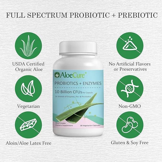 AloeCure Probiotics with 10 Billion CFU 30 Capsules