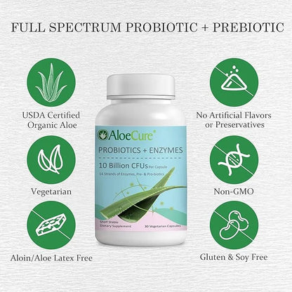 AloeCure Probiotics with 10 Billion CFU 30 Capsules