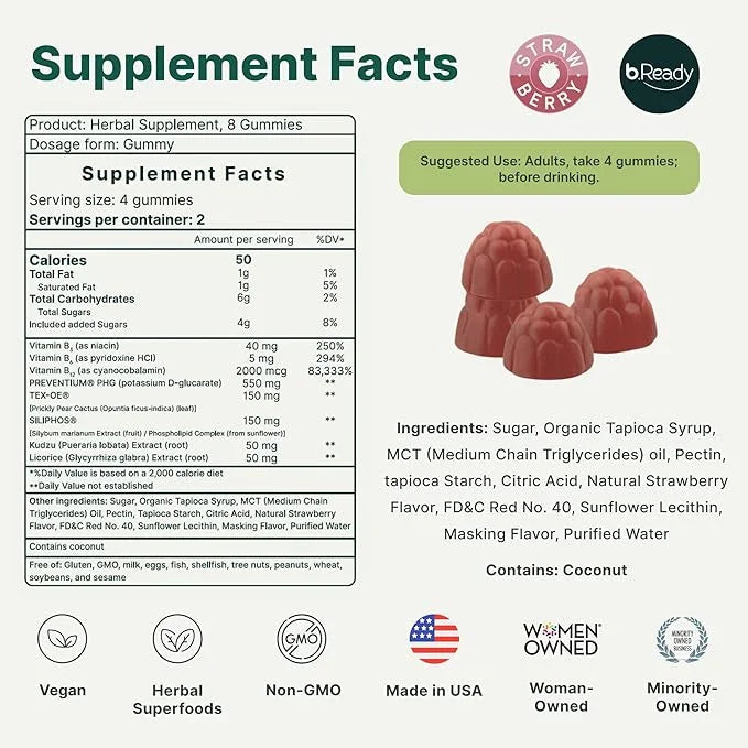 Milk Thistle Gummies for Post-Party Wellness | Liver Detox with Vitamin B, Morning Recovery Supplement, & Prickly Pear | S...