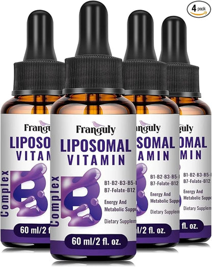 Liposomal Vitamin B Complex Liquid Sublingual B12,B1, B2, B2, B3, B3, B5, B5, B6,Folate,Biotin B6,Folate,Biotin for Suppor...