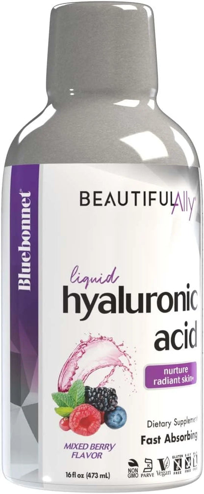 Bluebonnet Nutrition Beautiful Ally Liquid Hyaluronic Acid, Nurture Radiant Skin*, Non-GMO, Vegan, Kosher Certified, Glute...