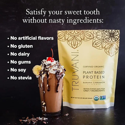 Truvani Vegan Pea Protein Powder | Banana Cinnamon | 20g Organic Plant Based Protein | 20 Servings | Keto | Gluten & Dairy...