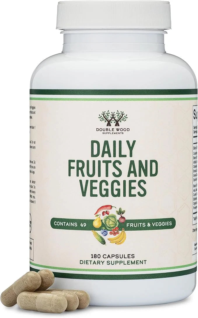 Fruits and Veggies Supplement (Daily Blend 49 Different 23 Veggies 29 Fruits) 1,500mg Servings, 180 Capsules
