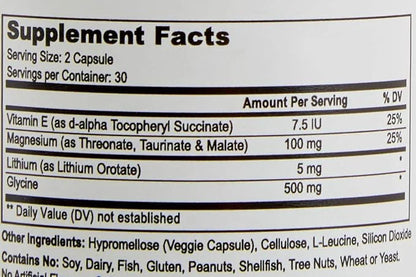 Lithium Orotate 5mg + Tri-Magnesium Threonate, 60 Vegetarian